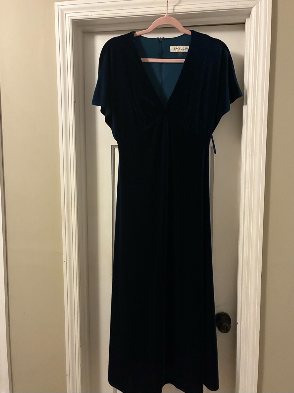 Taylor Deep Navy Velvet V-Neck Maxi Dress